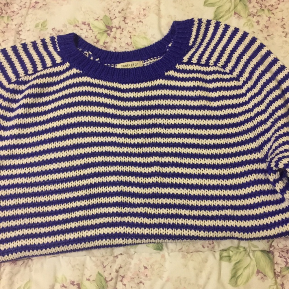Forever 21 oversized blue white stripe sweater